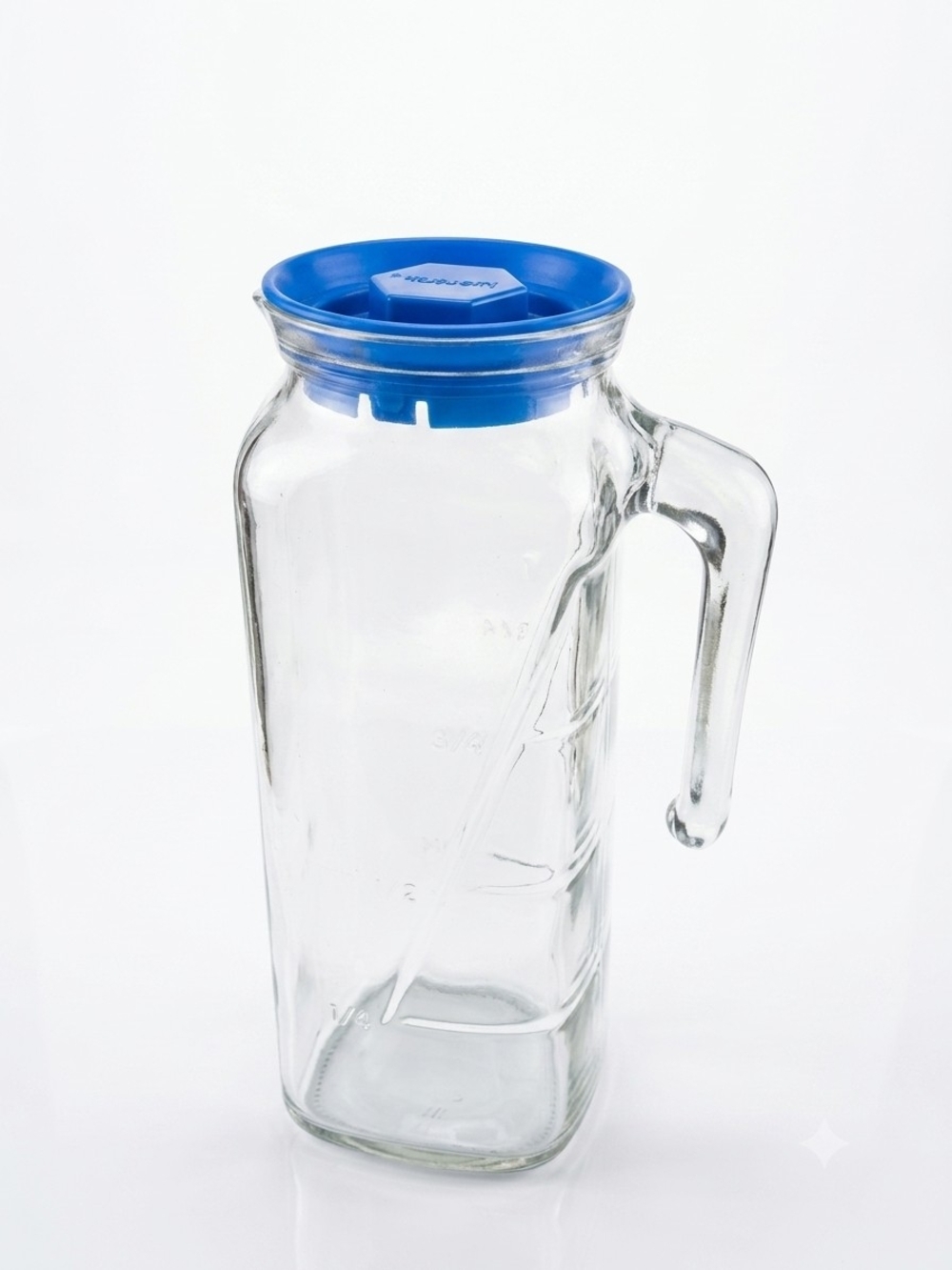 Frigorello Italy Square Glass Refrigerator Jug/Pitcher (Blue Lid) 1 Litre